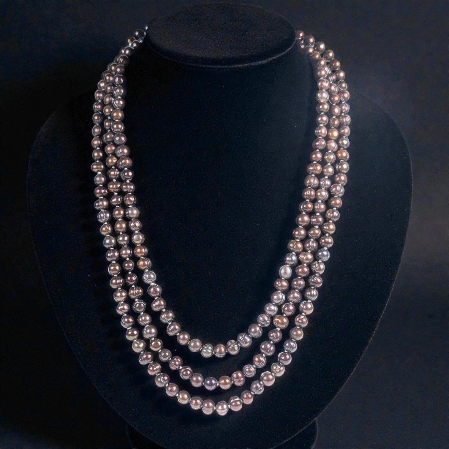 Vintage Chocolate Freshwater Pearl Necklace, 60"