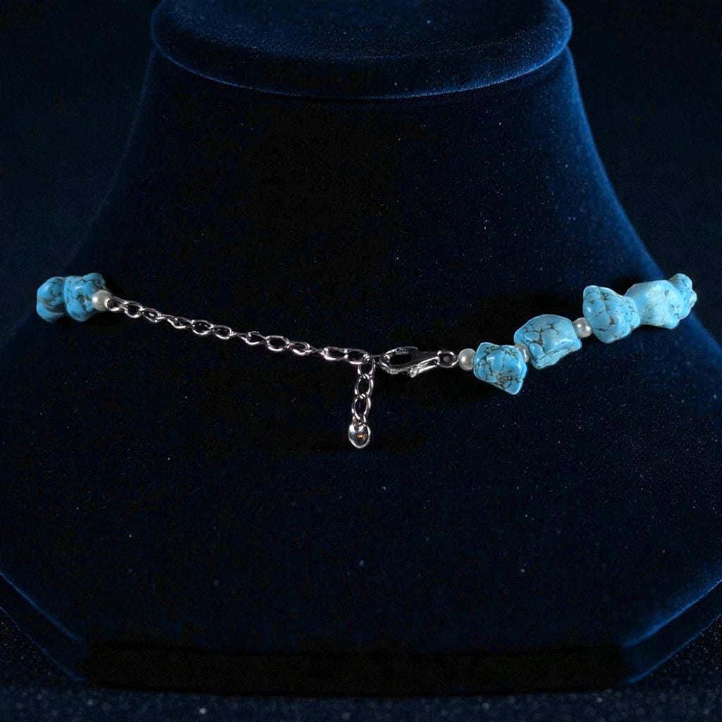 Turquoise Nugget Pearl Necklace Sterling Silver Adjustable 16–19"