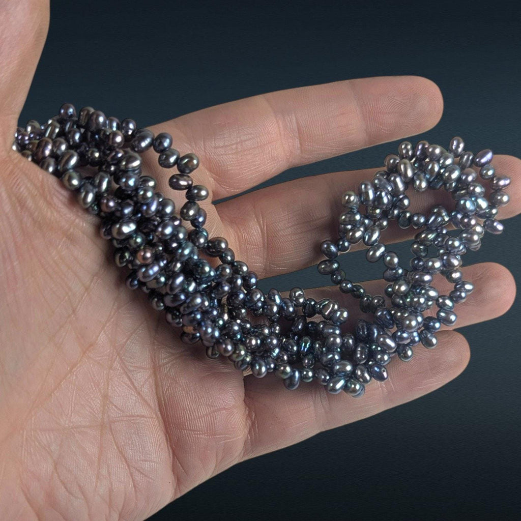 Carolee 3 Strand Peacock Freshwater Pearl Choker Necklace Sterling Silver 16"