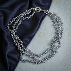 Carolee 3 Strand Peacock Freshwater Pearl Choker Necklace Sterling Silver 16"