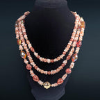 Vintage 60 Inch Dyed Shell Bead Necklace Peach Pink Tones