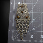 Vintage Israeli Sterling Silver & Tiger's Eye Pendant Brooch on Italian Chain