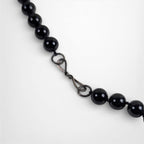 Vintage Onyx & Green Aventurine Beaded Necklace with Sterling Clasp – 22"