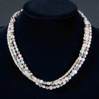 Vintage Three-Strand Pastel Pearl Choker Necklace with Sterling SilverClasp