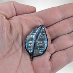Vintage Mexican Sterling Silver Abalone Leaf Brooch, Hecho en Mexico 925