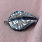Vintage Mexican Sterling Silver Abalone Leaf Brooch, Hecho en Mexico 925