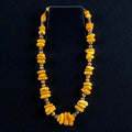 Vintage Butterscotch Amber & Tiger's Eye Necklace, 26 Inch, Gold Filled Clasp