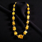 Vintage Butterscotch Amber & Tiger's Eye Necklace, 26 Inch, Gold Filled Clasp