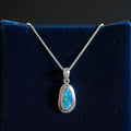 Sterling Silver Opal Doublet Pendant Necklace, Signed, 18 Inch Chain