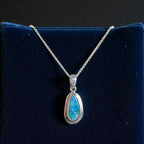Sterling Silver Opal Doublet Pendant Necklace, Signed, 18 Inch Chain