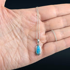 Sterling Silver Opal Doublet Pendant Necklace, Signed, 18 Inch Chain