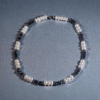 Sterling Silver Freshwater Pearl and Faceted Onyx Necklace, 18 Inches