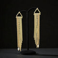 Vintage 14K Gold Fringe Chandelier Earrings Pearl Accents 11.1 Grams