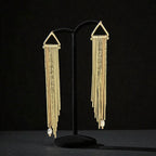 Vintage 14K Gold Fringe Chandelier Earrings Pearl Accents 11.1 Grams