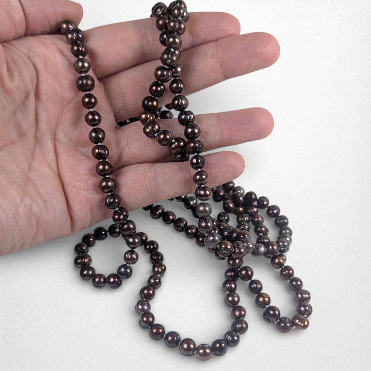 Vintage Chocolate Freshwater Pearl Necklace, 60"