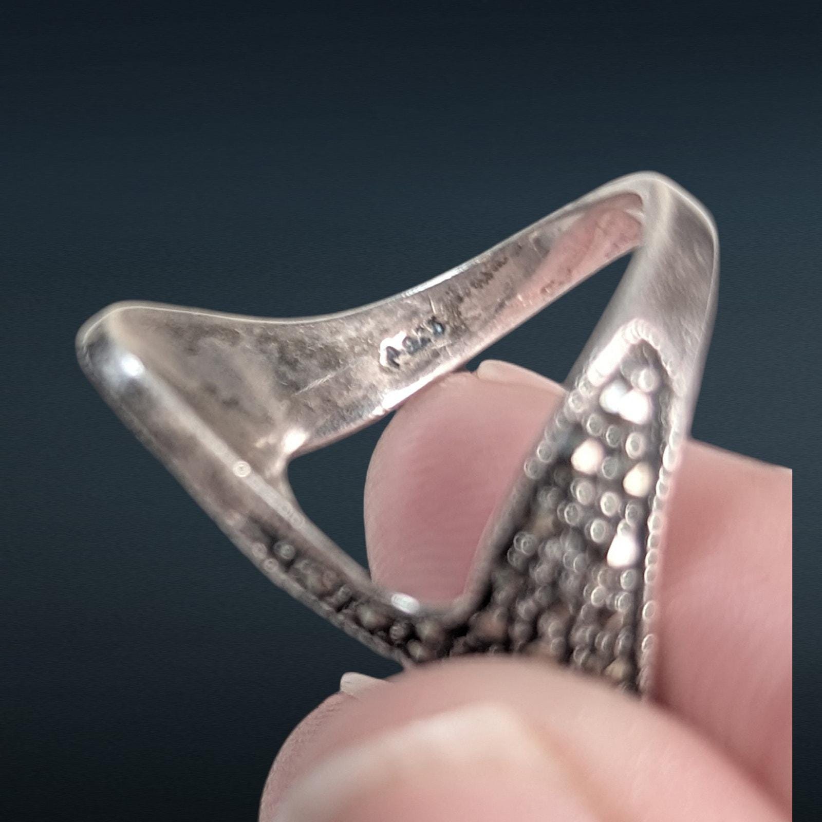 Vintage Sterling Silver Marcasite Ring | Organic Wave Design | Size 5.5
