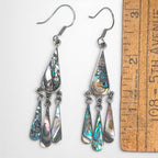 Vintage Mexican Sterling Abalone Chandelier Earrings, 925, 3″