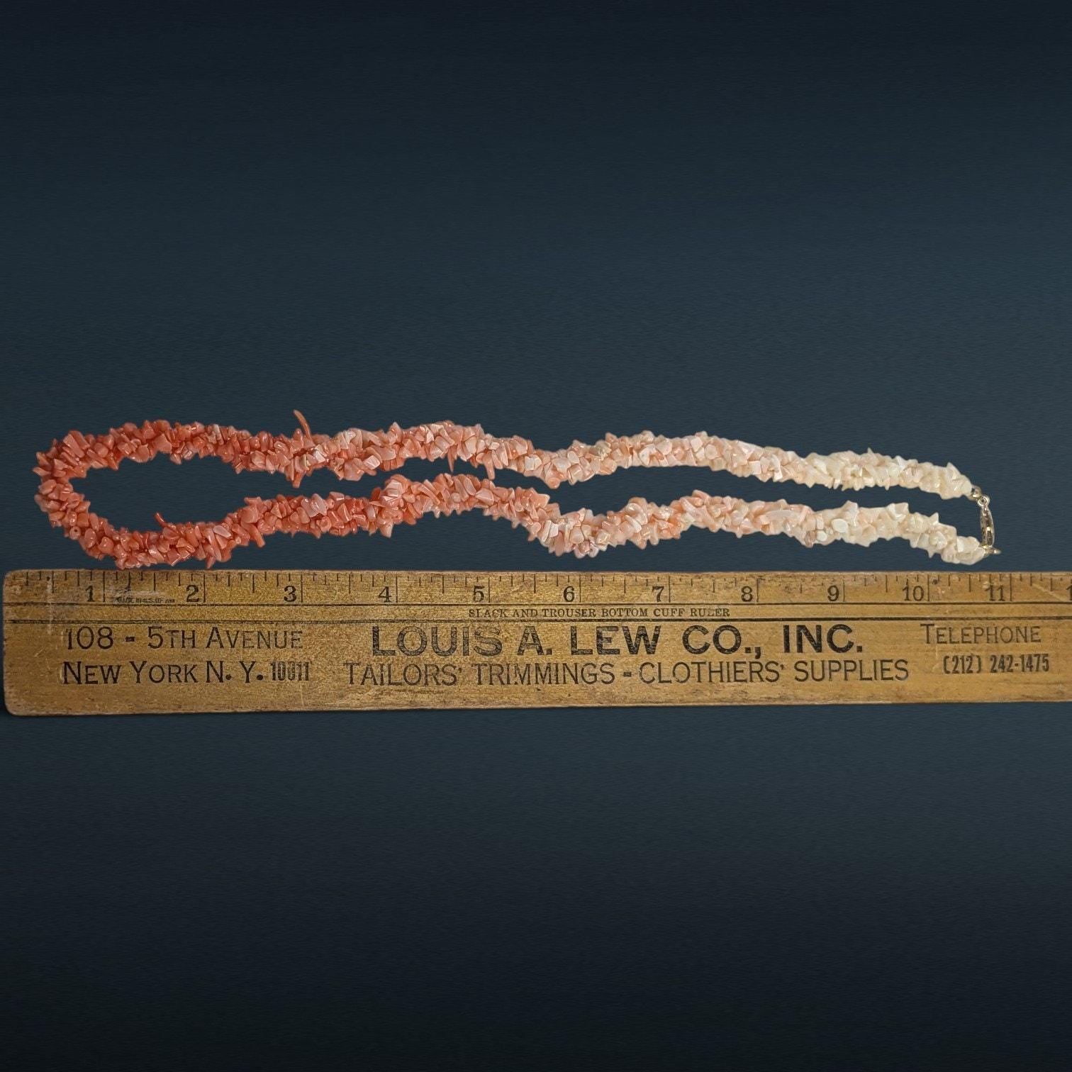 Vintage Natural Coral Chip Necklace Ombré Peach to Cream, 22"