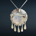 Vintage Mexican Sterling Silver Crushed Turquoise Pendant Necklace
