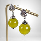 Ventage Sterling Silver Yellow Chalcedony Orb Drop Earrings