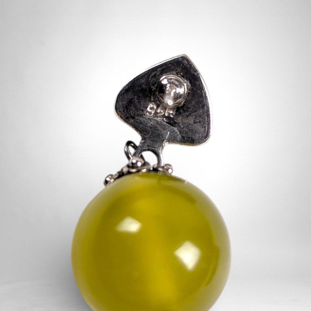 Ventage Sterling Silver Yellow Chalcedony Orb Drop Earrings