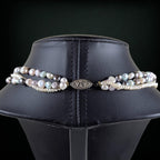 Vintage Three-Strand Pastel Pearl Choker Necklace with Sterling SilverClasp