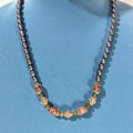 Vintage Agate, Glass, & Pearl Necklace with Cradled Filigree Beads, 14/20 GF