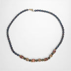 Vintage Agate, Glass, & Pearl Necklace with Cradled Filigree Beads, 14/20 GF