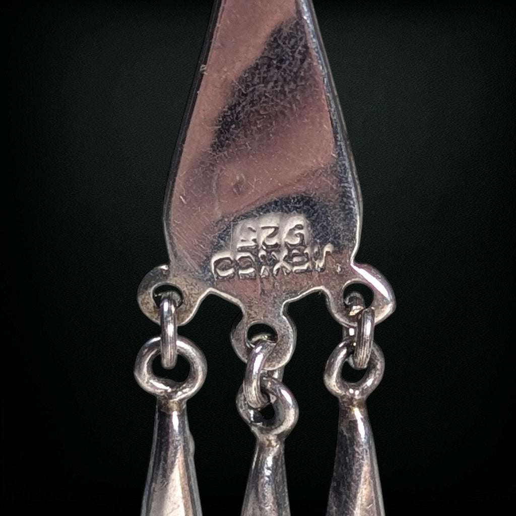 Vintage Mexican Sterling Abalone Chandelier Earrings, 925, 3″