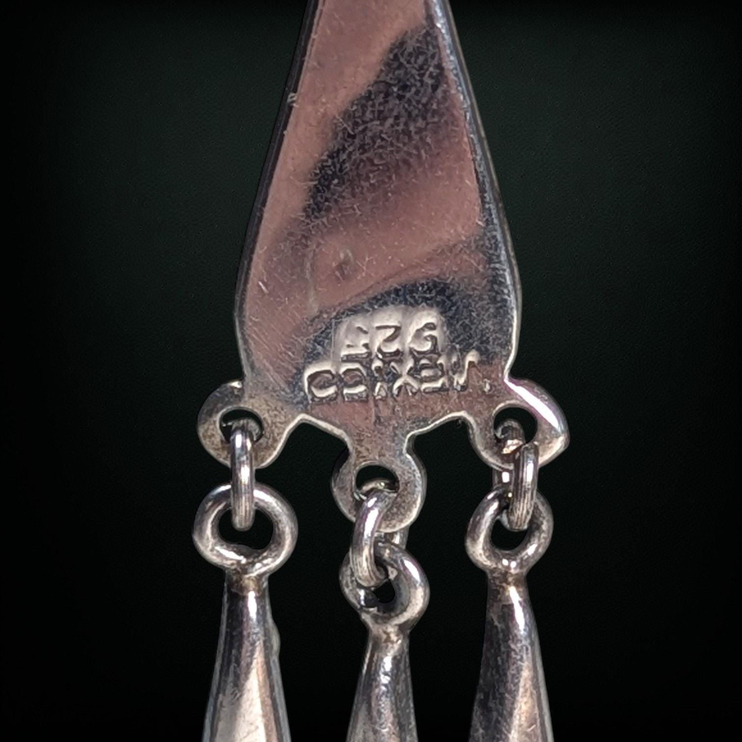 Vintage Mexican Sterling Abalone Chandelier Earrings, 925, 3″