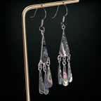 Vintage Mexican Sterling Abalone Chandelier Earrings, 925, 3″
