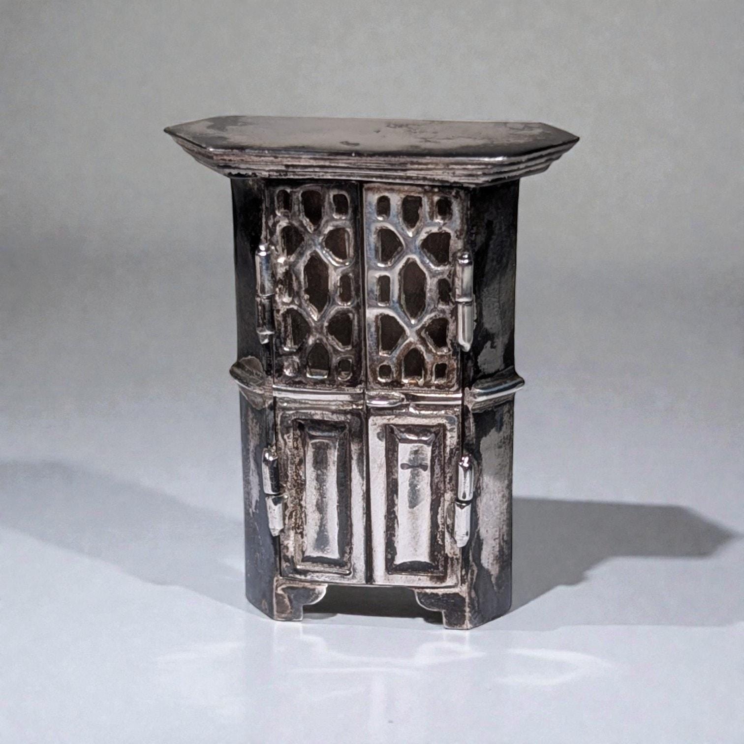 Antique American Sterling Miniature Cupboard RECO Attleboro c1920s Dollhouse