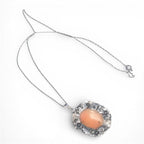 Antique Shell Cameo Necklace in Sterling & Marcasites, Edwardian Era