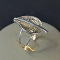 Vintage Filigree Poplar Leaf Ring: Handmade 925 Sterling Silver, Size 6.75-7