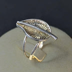Vintage Filigree Poplar Leaf Ring: Handmade 925 Sterling Silver, Size 6.75-7