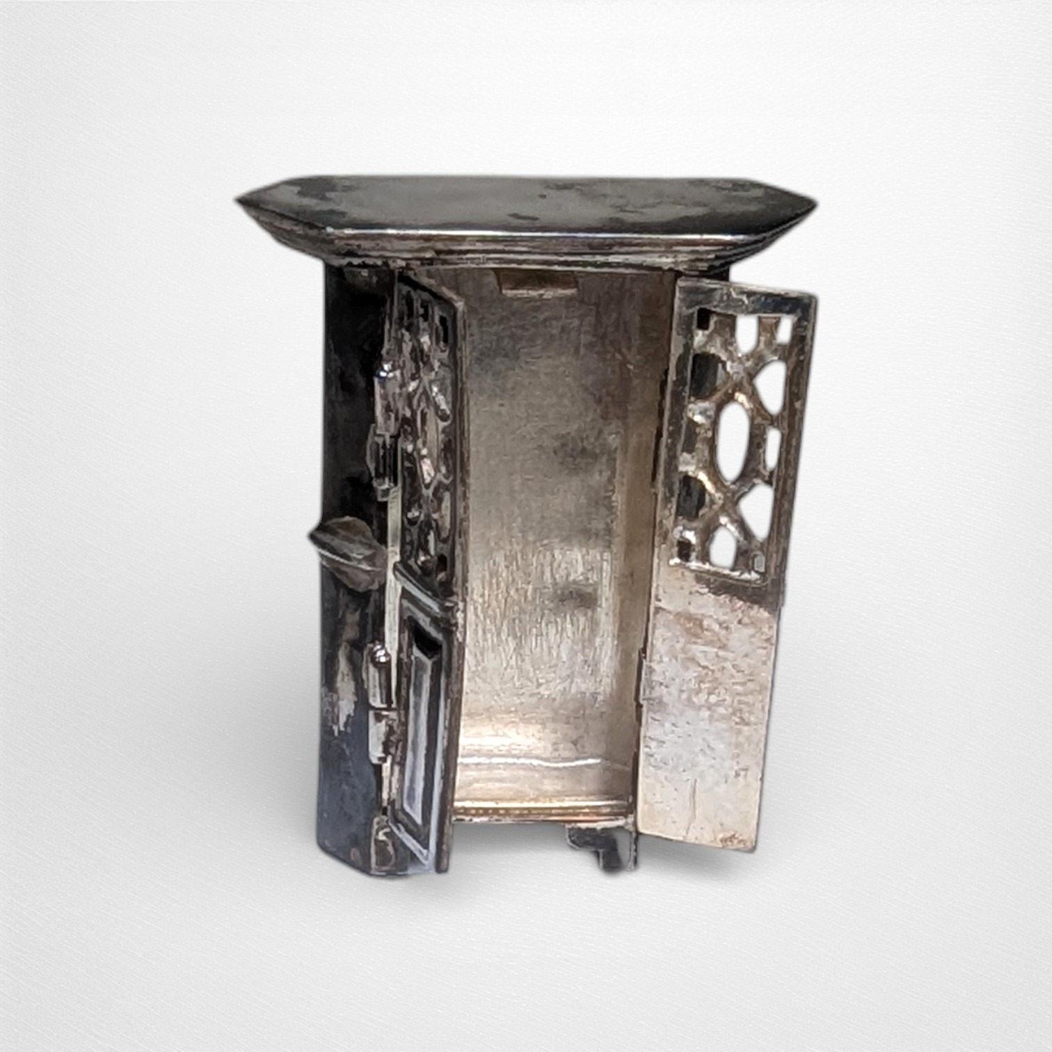 Antique American Sterling Miniature Cupboard RECO Attleboro c1920s Dollhouse