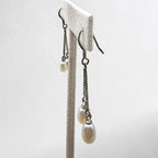 Vintage Sterling Silver Freshwater Pearl Double Drop Dangle Earring