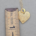 Vintage Italian 14K Gold Dainty Textured Heart Pendant Necklace, 18"