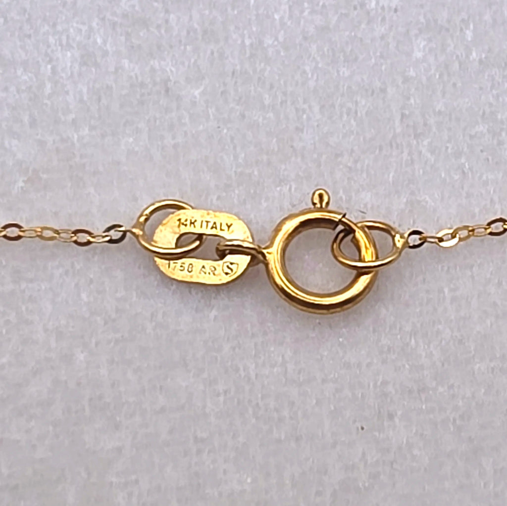Vintage Italian 14K Gold Dainty Textured Heart Pendant Necklace, 18"