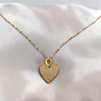 Vintage Italian 14K Gold Dainty Textured Heart Pendant Necklace, 18"