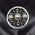 Vintage Mexican Sterling Silver Openwork Dome and Scroll Brooch AHCL 925