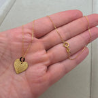 Vintage Italian 14K Gold Dainty Textured Heart Pendant Necklace, 18"